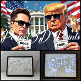 Perfect3d Prints Trump & Elon DOGE Light Up Lithophane Wall Art Picture