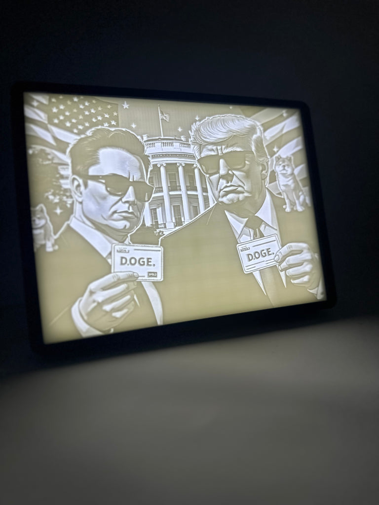 Perfect3d Prints Trump & Elon DOGE Light Up Lithophane Wall Art Picture