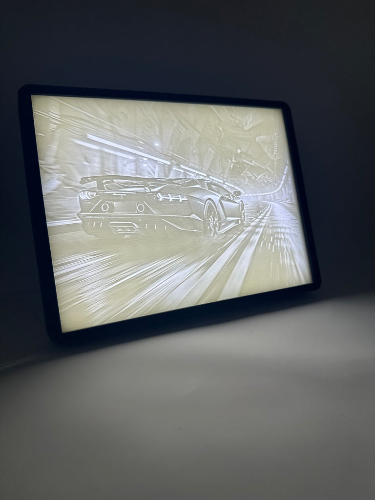 Perfect3d Lamborghini Aventador Light Up Lithophane Wall Art Picture