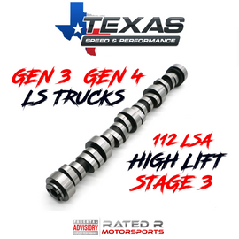 Árbol de levas Texas Speed ​​GM Gen 3 Gen 4 LS para camión de elevación alta Etapa 3 112 LSA
