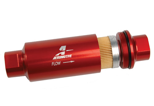 Aeromotive 10 Micron In Line Fuel Filter 10 ORB Ports Red