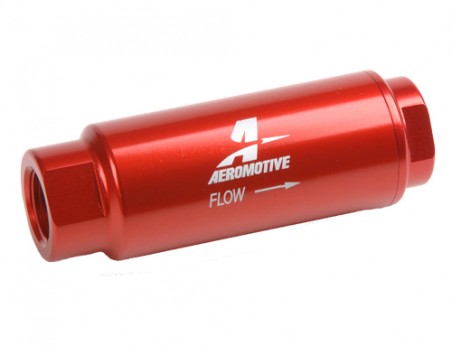 Filtro de combustible Aeromotive de 40 micrones, color rojo