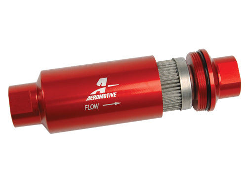 Filtro de combustible Aeromotive de 100 micrones, color rojo