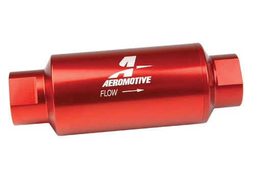 Filtro de combustible Aeromotive de 100 micrones, color rojo