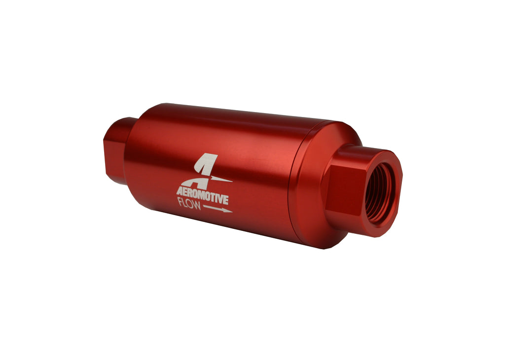 Filtro de combustible Aeromotive de 40 micrones, color rojo