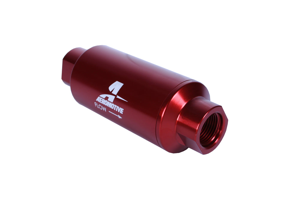 Aeromotive 10 Micron In Line Fuel Filter 10 ORB Ports Red