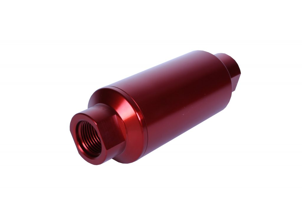 Aeromotive 10 Micron In Line Fuel Filter 10 ORB Ports Red