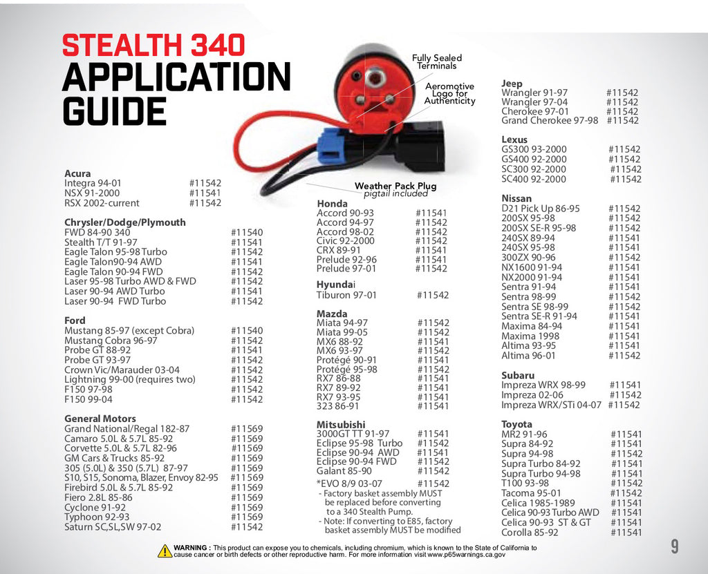 Aeromotive Stealth 340lph In Tank Fuel Pump Offset Inlet (In Line With Outlet)