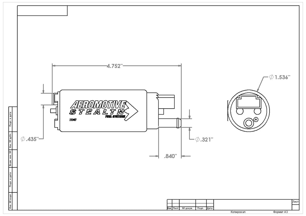 Aeromotive Stealth 340lph In Tank Fuel Pump Offset Inlet