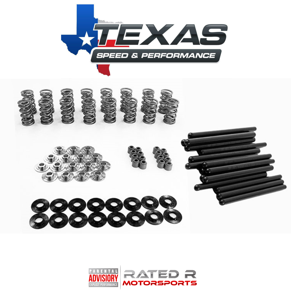 Kit de resortes de válvula dobles con elevación de 0,660" LS PAC de Texas Speed, retenedores de titanio y juego de varillas de empuje 