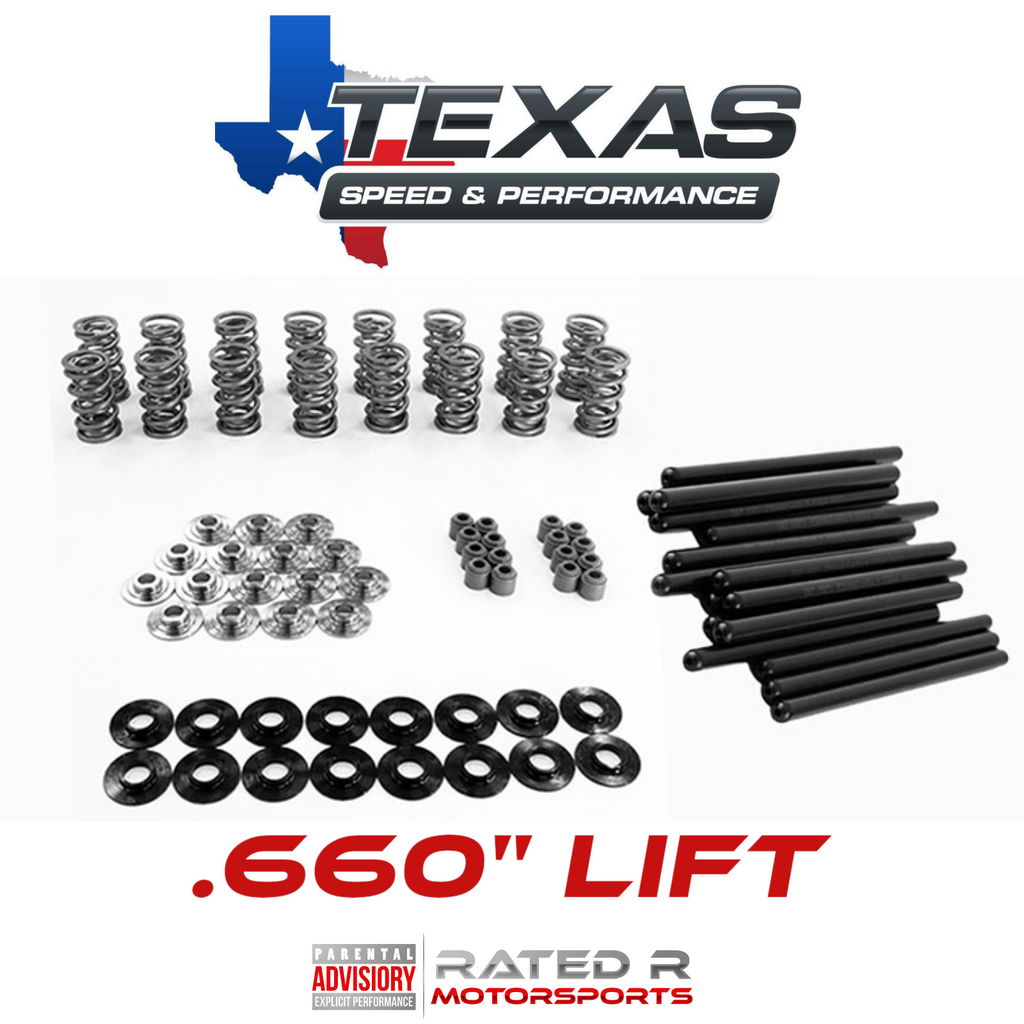 Texas Speed LS PAC .660" Lift Dual Valve Spring Kit Titanium Retainers & Pushrods Set