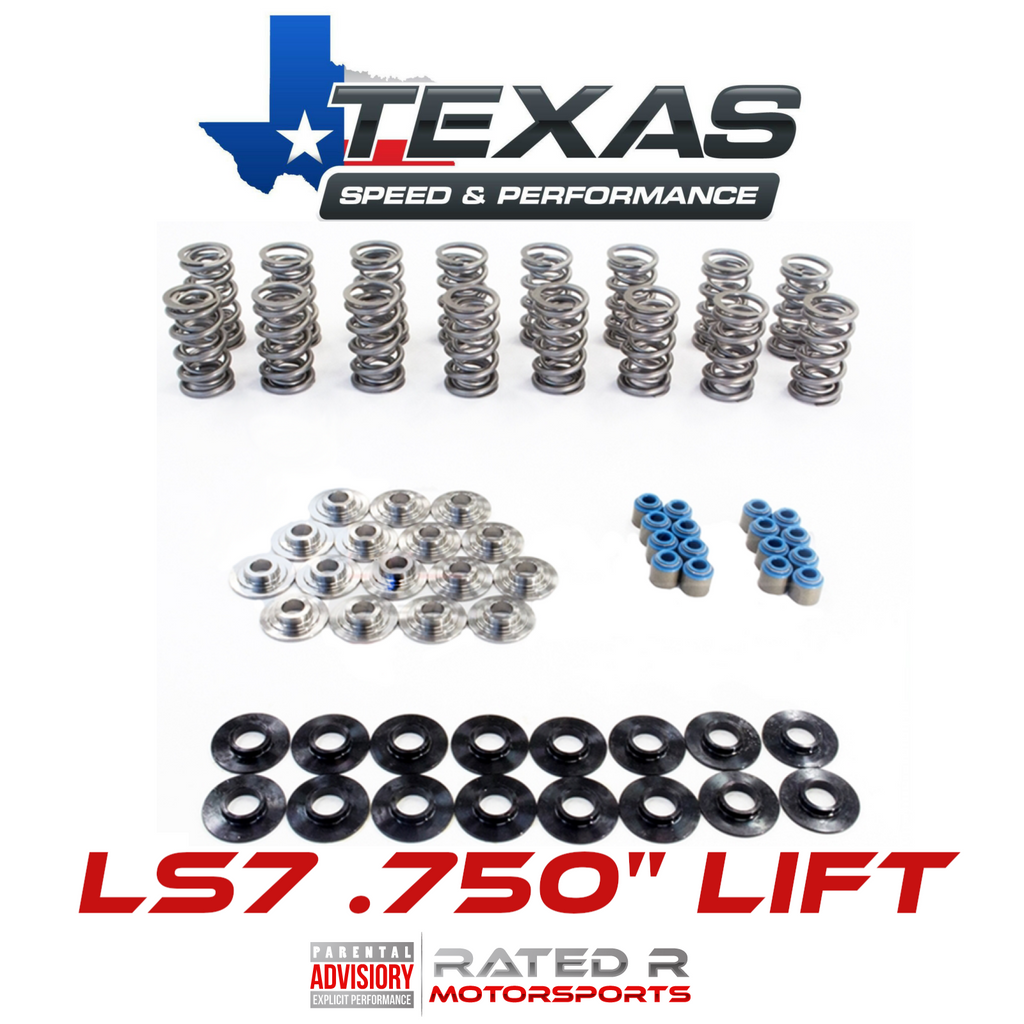 Kit de resortes de válvula dobles pulidos con elevación de 0,750" LS7 PAC de Texas Speed ​​con retenedores de titanio