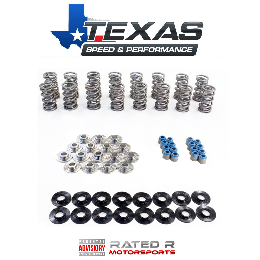 Kit de resortes de válvula dobles pulidos con elevación de 0,660" Texas Speed ​​LS PAC y retenedores de titanio