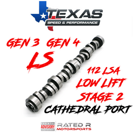 Texas Speed GM LS Truck Low Lift Cathedral Port Stage 2 Camshaft 112 LSA